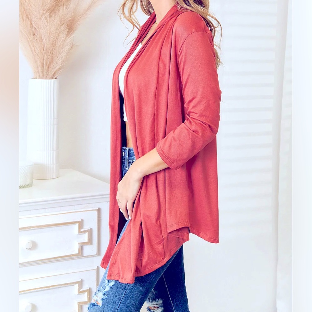 NWT Orange Open Front Basic Cardigan - Picture 2 of 4